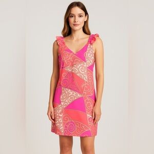 Alice &‎ Trixie by Angela George Silk Ruffle Sleeve Shift Dress XXS Lined Preppy